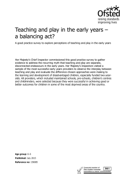 Teaching and Play in the Early Years - a