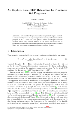 An Explicit Exact SDP Relaxation for Nonlinear 0