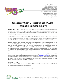 One Jersey Cash 5 Ticket Wins $74999 Jackpot in