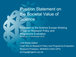 Position Statement on the Societal Value of Science