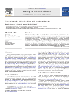 The mathematics skills of children with reading