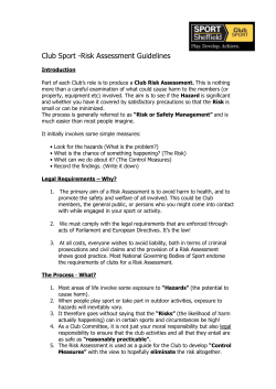 Club Sport -Risk Assessment Guidelines