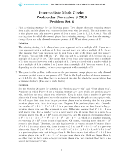 Intermediate Math Circles Wednesday November 9 2016