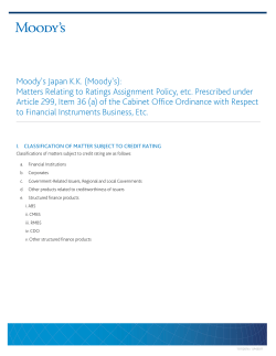 Moody`s Japan K.K. (Moody`s): Matters Relating to Ratings