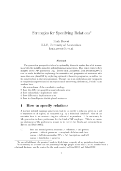 Strategies for Specifying Relations