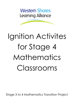 Ignition Activites for Stage 4 Mathematics Classrooms