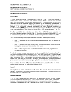 HILLTOP FUND MANAGEMENT LLP PILLAR 3 RISK DISCLOSURE