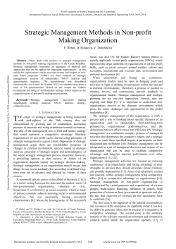 Strategic Management Methods in Non