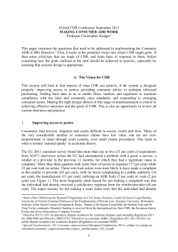 Making Consumer ADR Work - Foundation for Law, Justice