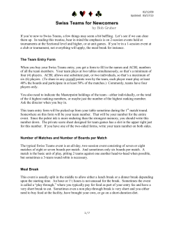 Swiss Teams for Newcomers