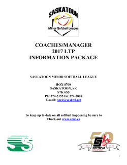 area reps package - Saskatoon Minor Softball League