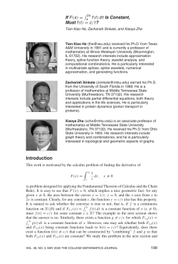 dt Is Constant, Must f(t) - Illinois Wesleyan University