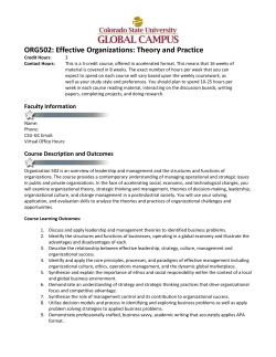 ORG502: Effective Organizations: Theory and