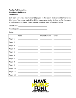 Pinellas Park Recreation Adult Basketball League Team Roster