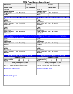 CSSC Floor Hockey Game Report - Calgary Sport and Social Club