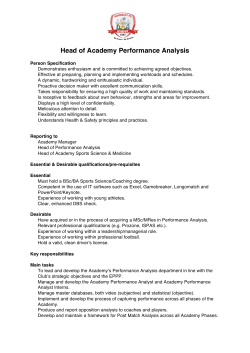 Head of Academy Performance Analysis