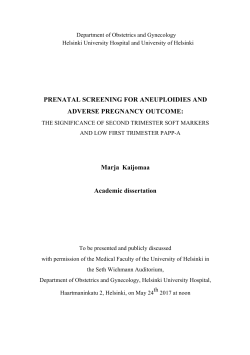 prenatal screening for aneuploidies and adverse pregnancy outcome