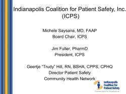 Indianapolis Coalition for Patient Safety, Inc. (ICPS)