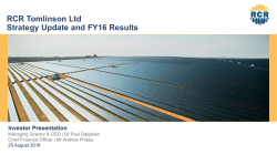 RCR Tomlinson Ltd Strategy Update and FY16 Results