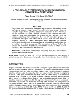 A preliminary investigation of coach behaviour in professional rugby