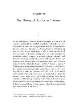 RAWLS and the Theory of Justice as Fairness