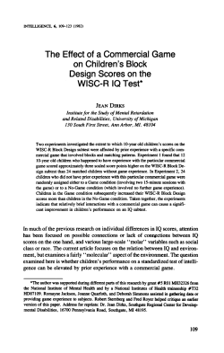 The Effect of a Commercial Game on Children`s