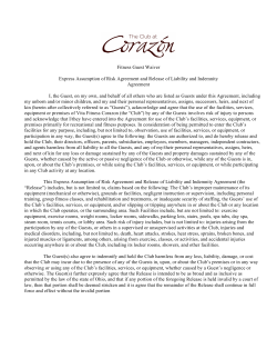 Fitness Guest Waiver Express Assumption of Risk Agreement and