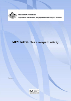 MEM14005A Plan a complete activity