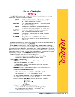 Literacy Strategies SQRQCQ