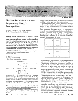 The simplex method of linear programming using LU decomposition
