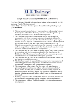 DRAFT DISTRIBUTOR AGREEMENT