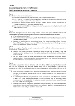 List 11. Externalities and market inefficiency Public goods and