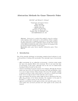 Abstraction Methods for Game Theoretic Poker