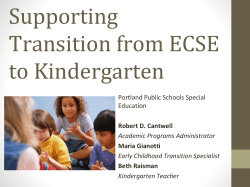 Supporting Transition from ECSE to Kindergarten