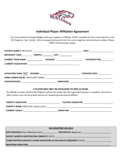 Individual Player Affiliation Agreement
