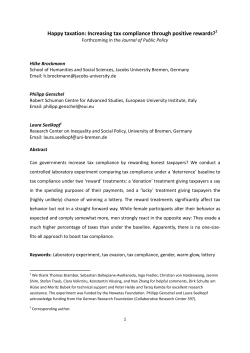 Happy taxation. Increasing tax compliance by positive rewards?