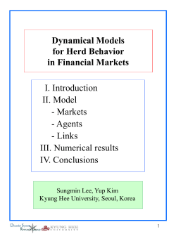 Dynamical Models for Herd Behavior in Financial Markets