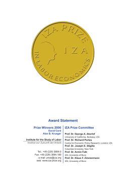 IZA Prize in Labor Economics 2006