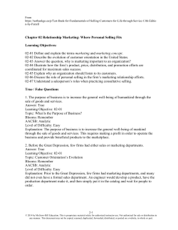 Chapter 02 Relationship Marketing: Where Personal Selling Fits