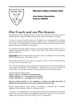 Our Coach and our Pre-Season Lou Raffaele has been reappointed