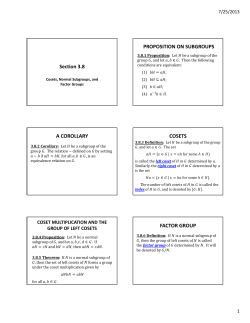 Section 3.8 PROPOSITION ON SUBGROUPS A COROLLARY