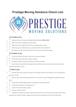 Prestige Moving Solutions Check List