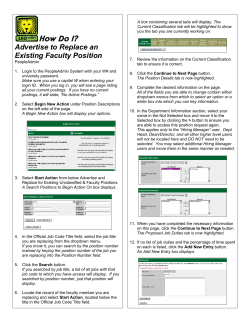 Advertise to Replace an Existing Faculty Position
