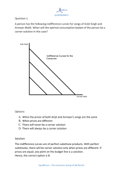Question 1. A person has the following indifference curves for songs