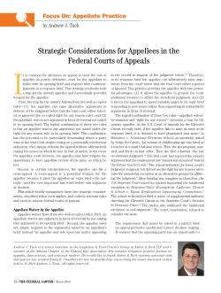 Strategic Considerations for Appellees in the Federal Courts of