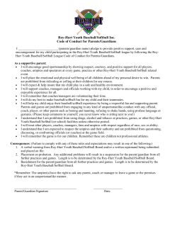 Roy-Hart Youth Baseball/Softball Inc. Code of Conduct for Parents