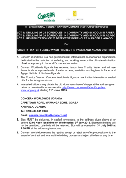 INTERNATIONAL TENDER ANNOUNCEMENT (REF: CU/2015/PW