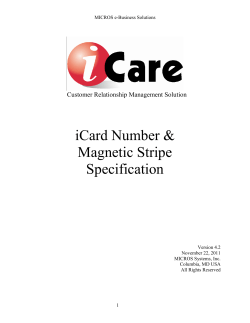 iCare Stored Value Card Magnetic Stripe Format