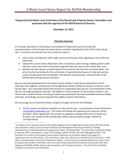 A Water Level Status Report for RLPOA Membership
