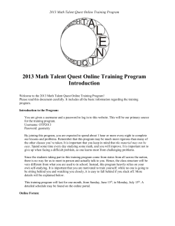 2012 Math Talent Quest Online Training Program Introduction